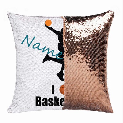 Cool Customized Sequin Pillow Name Gift For Bastketball Fan